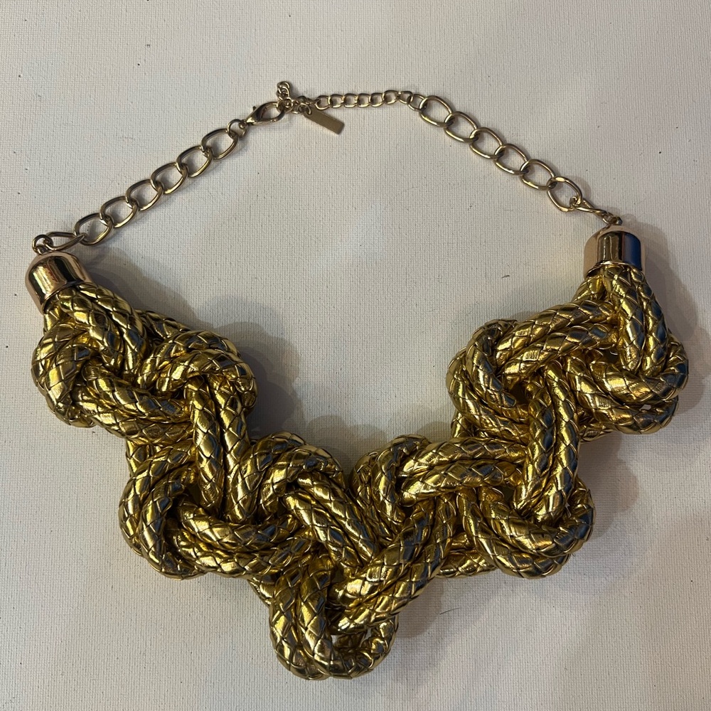 Gold Braided leather MIKA Necklace vintage